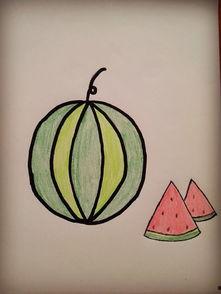 小孩吃瓜绘画